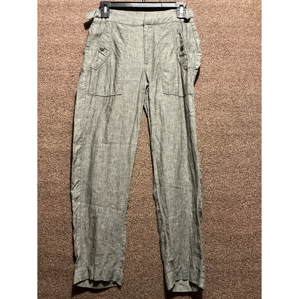 Athleta Voyager Linen Pants Heathered Gray/green 0 Luxe Beach Boho
